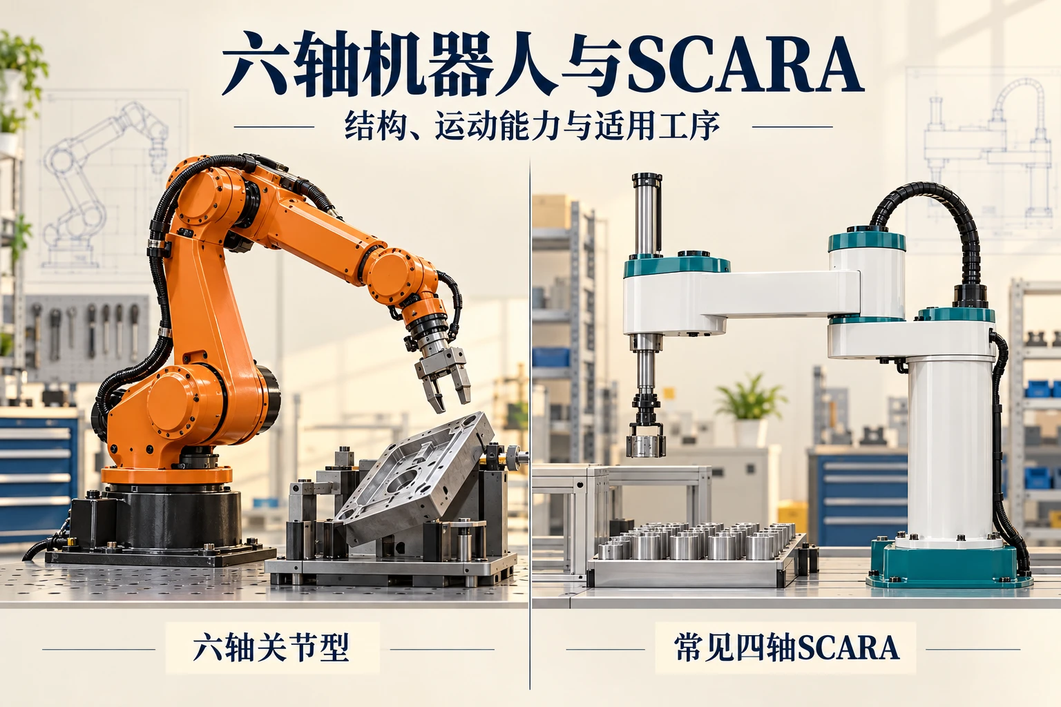 六轴机器人和SCARA机器人有什么区别？结构、速度与适用工序