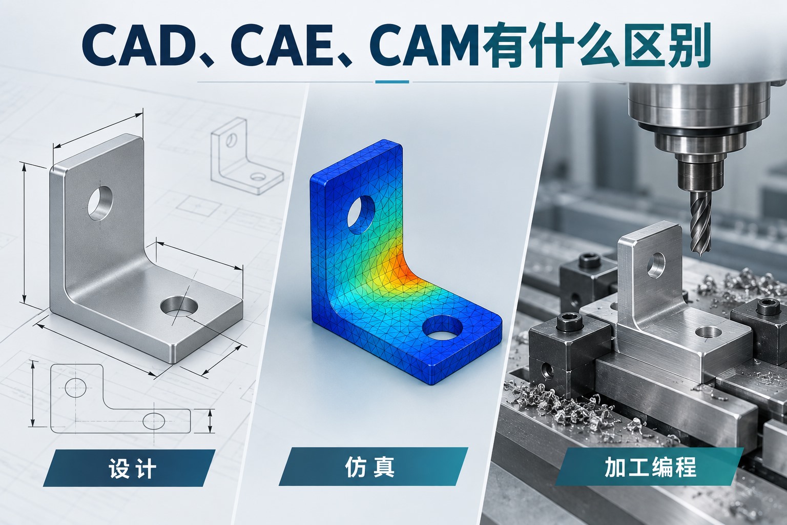 CAD、CAE、CAM有什么区别？设计、仿真与加工编程