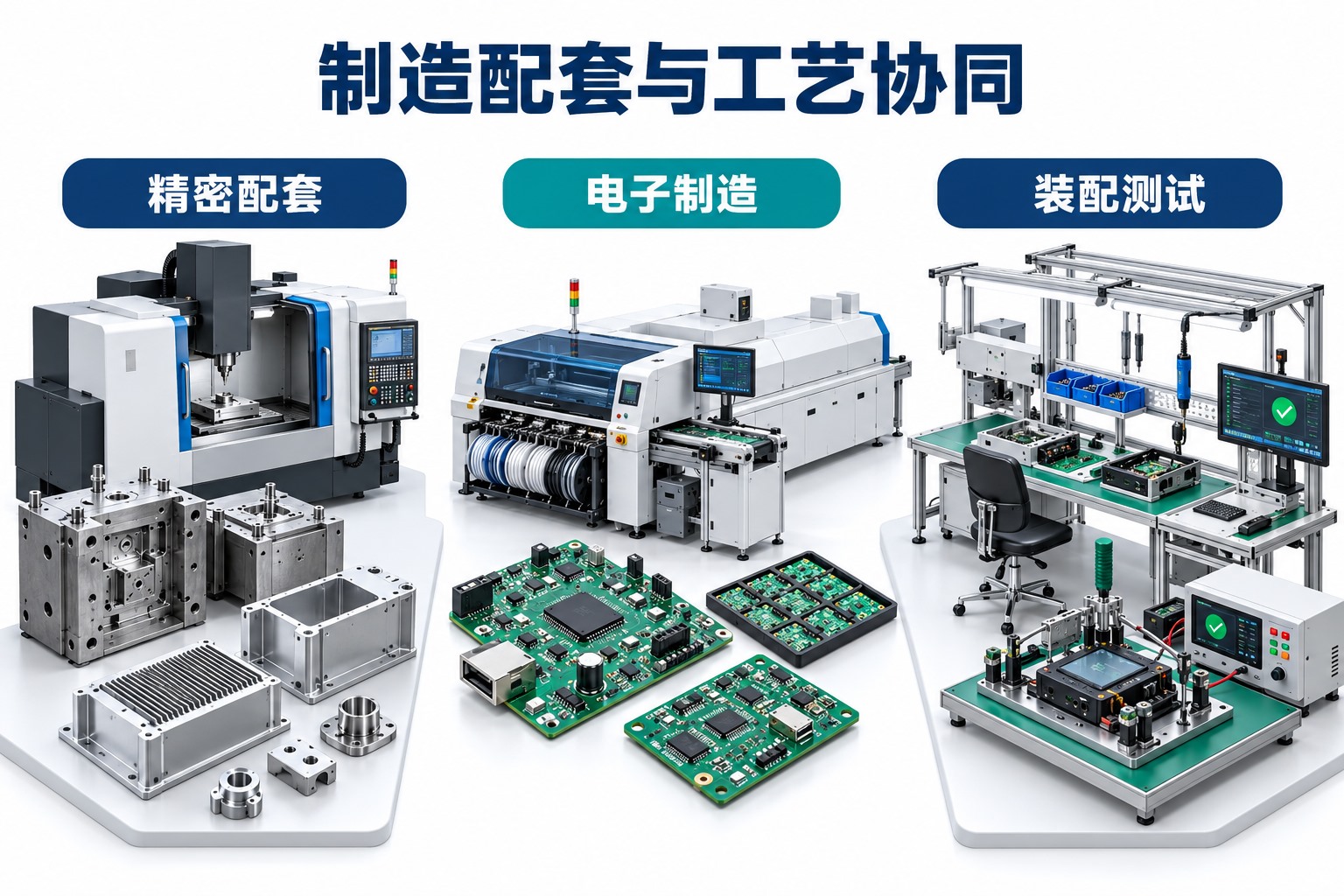 电子装配、零部件加工与自动化装备协作的东莞制造概念场景
