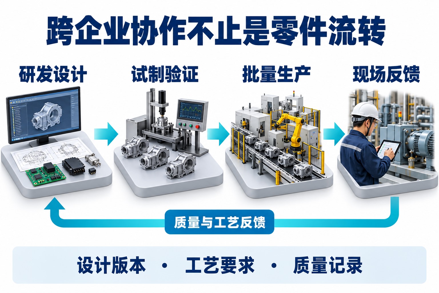 研发、试制、量产、现场应用与反馈再验证相互衔接的工程协作流程
