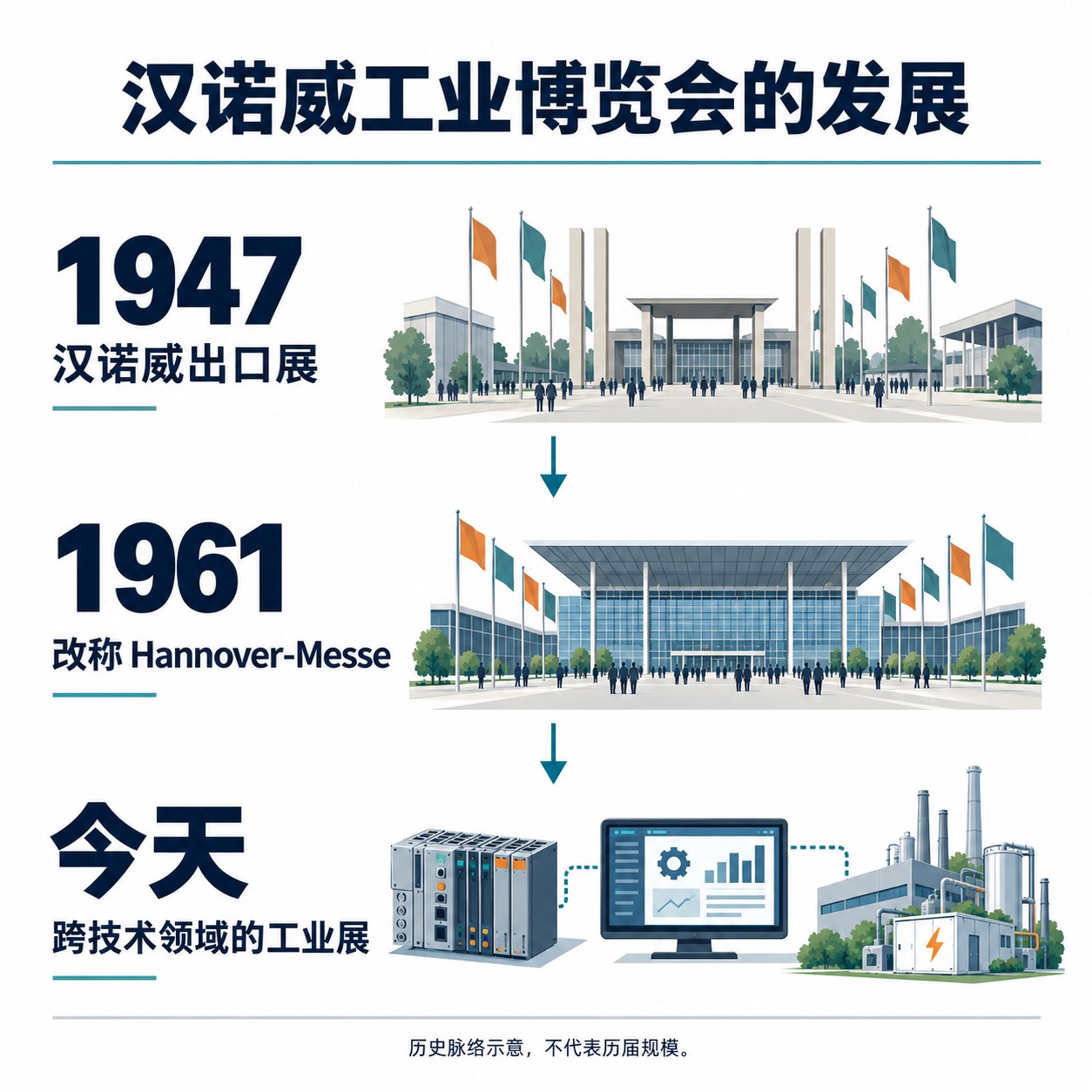 汉诺威工业博览会从1947年出口展到1961年更名及今天跨技术交流的历史节点