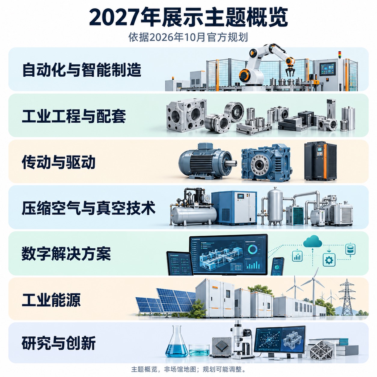 2027年汉诺威工业博览会七个展示主题的概念概览