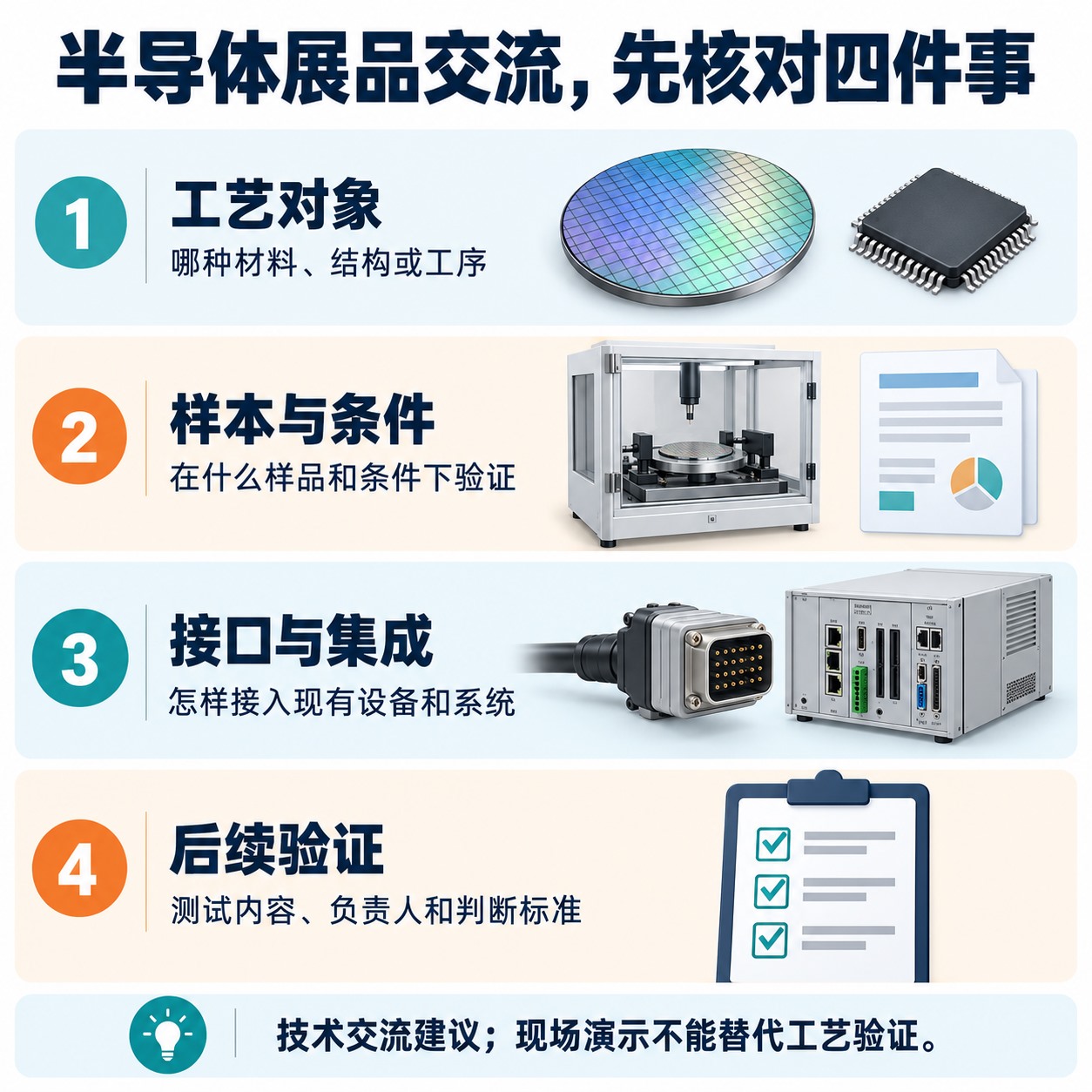 半导体展品技术交流中工艺对象样本条件接口集成与后续验证的核对事项