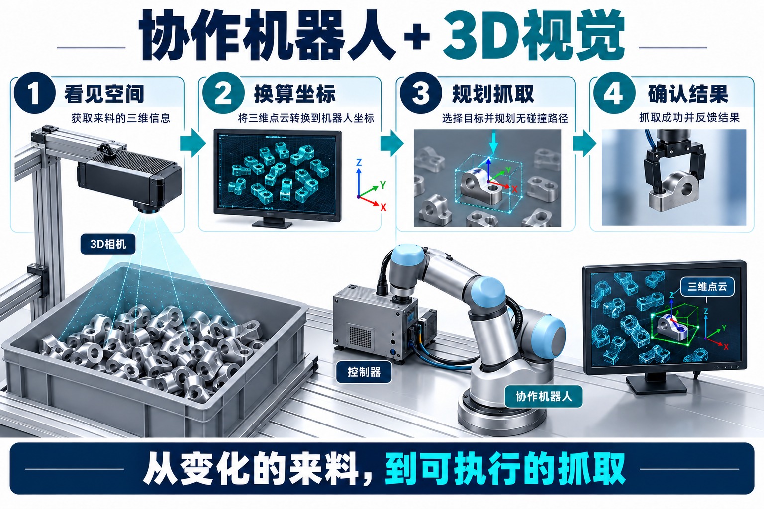 协作机器人加3D视觉能做什么？抓取原理与应用